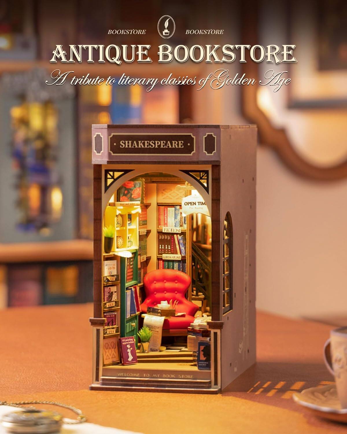 BOOKSTORE  
ANTIQUE BOOKSTORE  
A tribute to literary classics of Golden Age  

SHAKESPEARE  

OPEN TIME  

WELCOME TO MY BOOK STORE