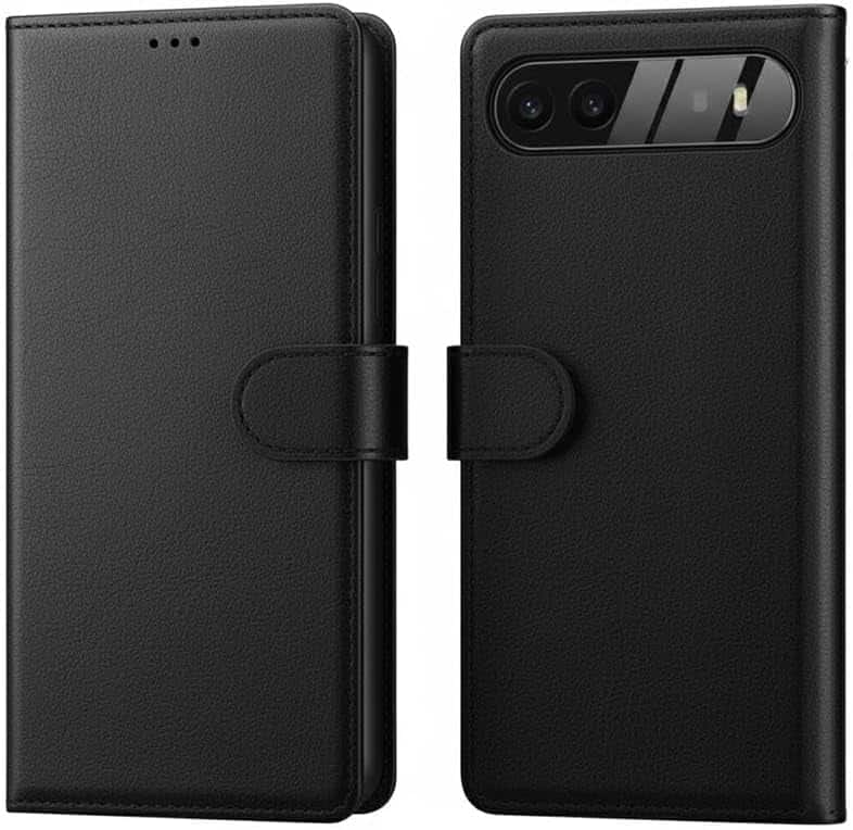 RadEnergy - EMF Blocking Leather Wallet Phone Case for Google Pixels with Card Holder, Leather Flip Folio Case Google Pixel 9 - Black