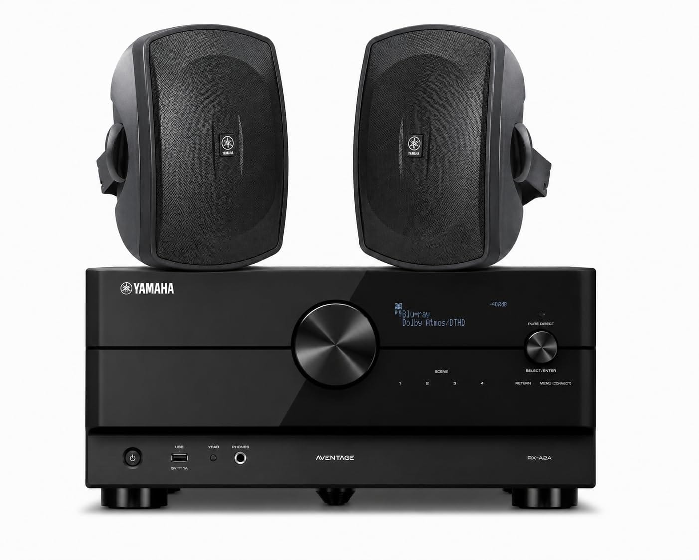 Yamaha - RX-A2A 7.2-Channel 8K AV Receiver with Outdoor Speakers - Black
