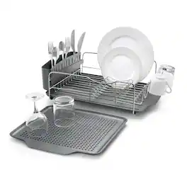 Polder - Advantage 4 Piece Dish Rack With Slide Out Drain Tray - Black