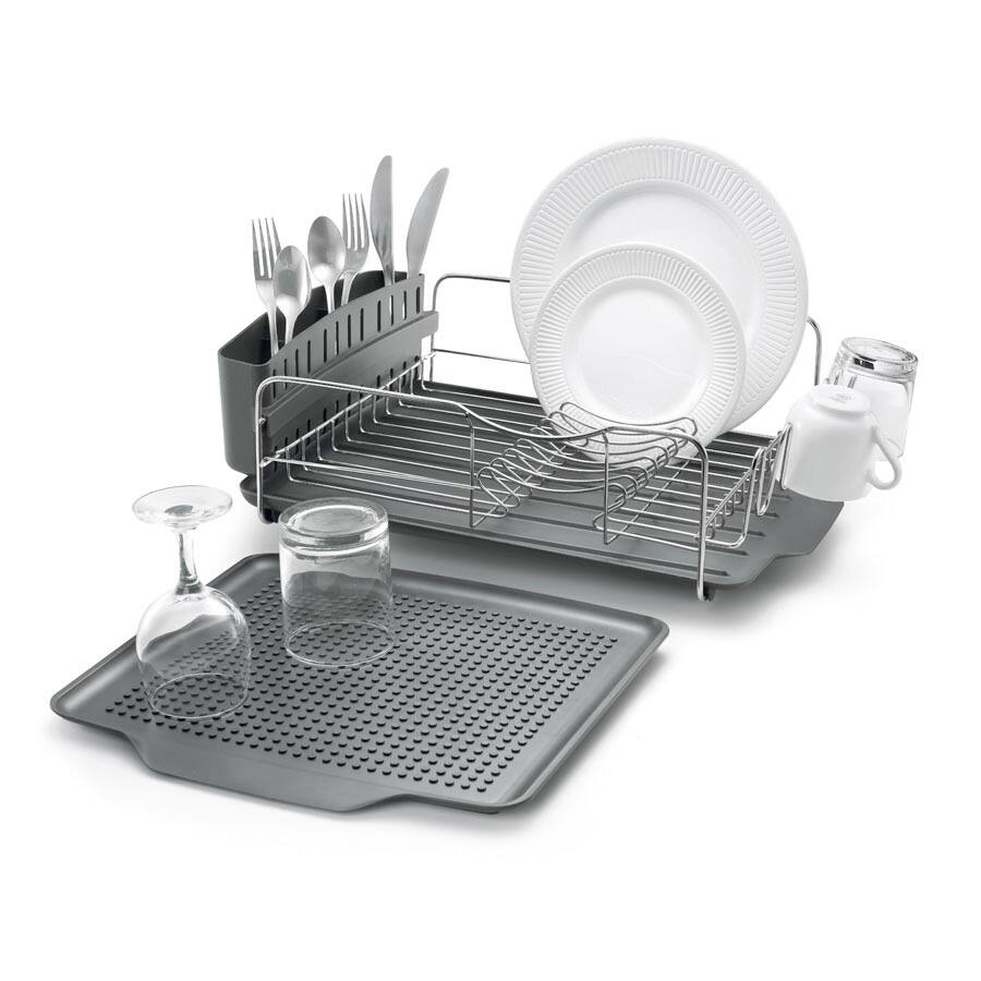 Front. Polder - Advantage 4 Piece Dish Rack With Slide Out Drain Tray - Black.