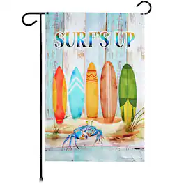 G128 - Surfs Up Surfboard Beach Garden Flag 12x18 In Double Sided Summer Yard Garden Lawn Decoration - Multicolor