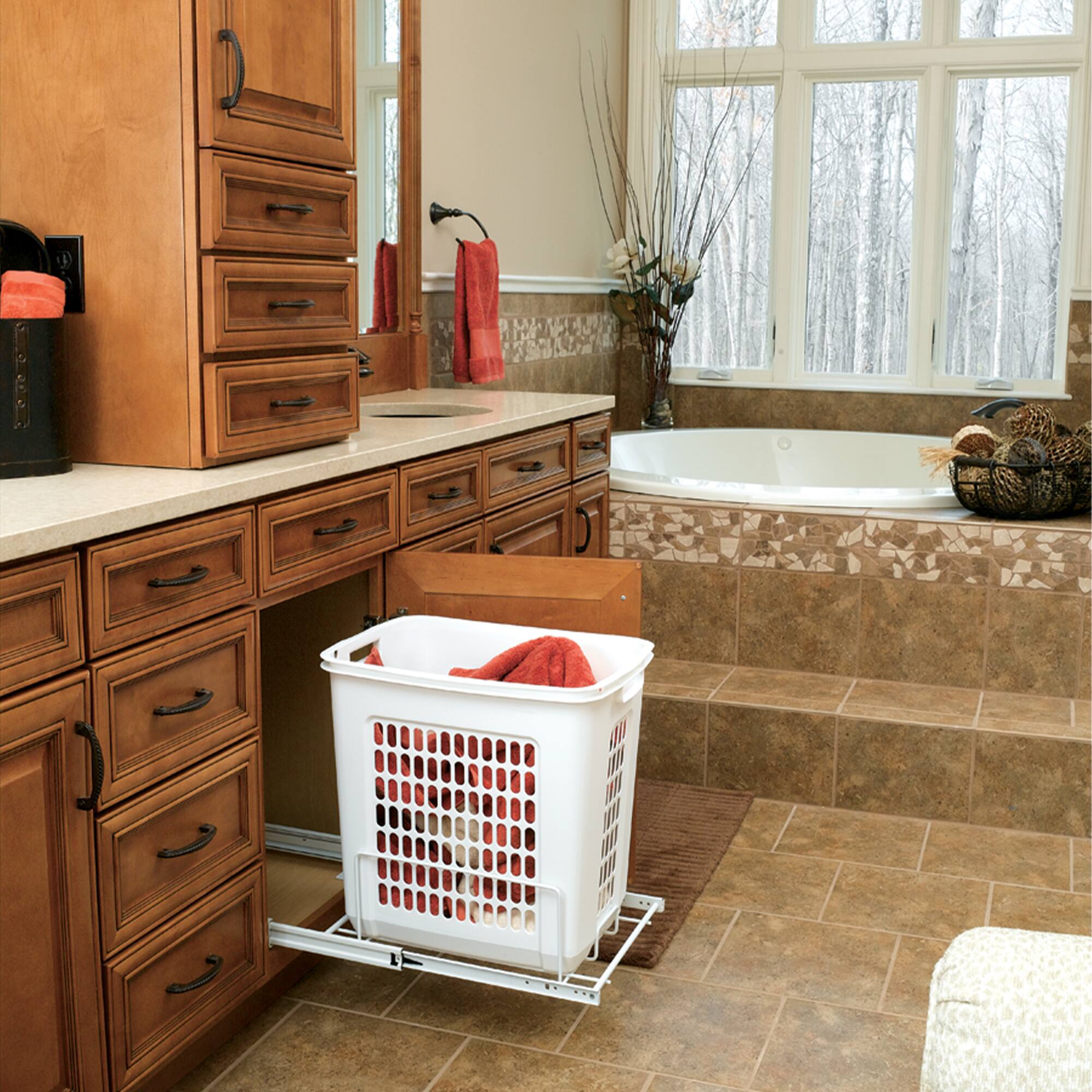 Alt View 2. Rev-A-Shelf - Rev-A-Shelf 20'' Pullout Large Polymer Clothes Hamper, White, HPRV-1520 S - White.