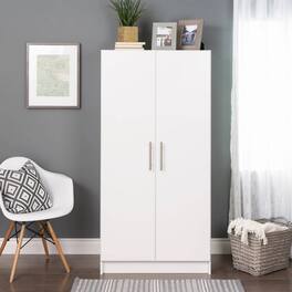 Hivvago - Bedroom Armoire Wardrobe Cabinet with Hanging Rail Wood Finish - White