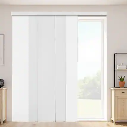 Front. VEVOR - Panel Track Blinds,Extendable Track from 45.8 in to 86 in W,Trimmable Panel Curtains Up to 96 in H,Vertical Panel Blinds - White.