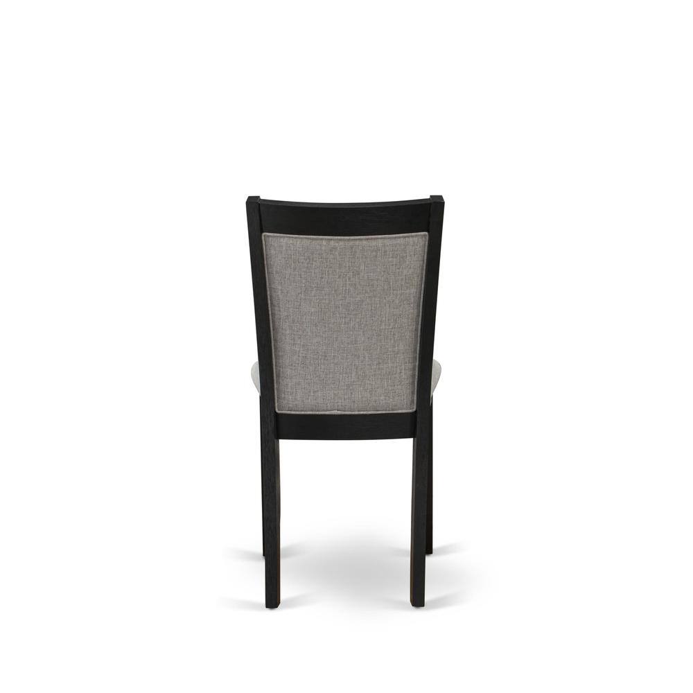 Alt View 1. East West Furniture - MZC6T06 Mid Century Dining Chairs - Shitake Linen Fabric Seat and High Chair Back - Wire Brushed Black Finish (SET OF 2) - Wire Brush Black.