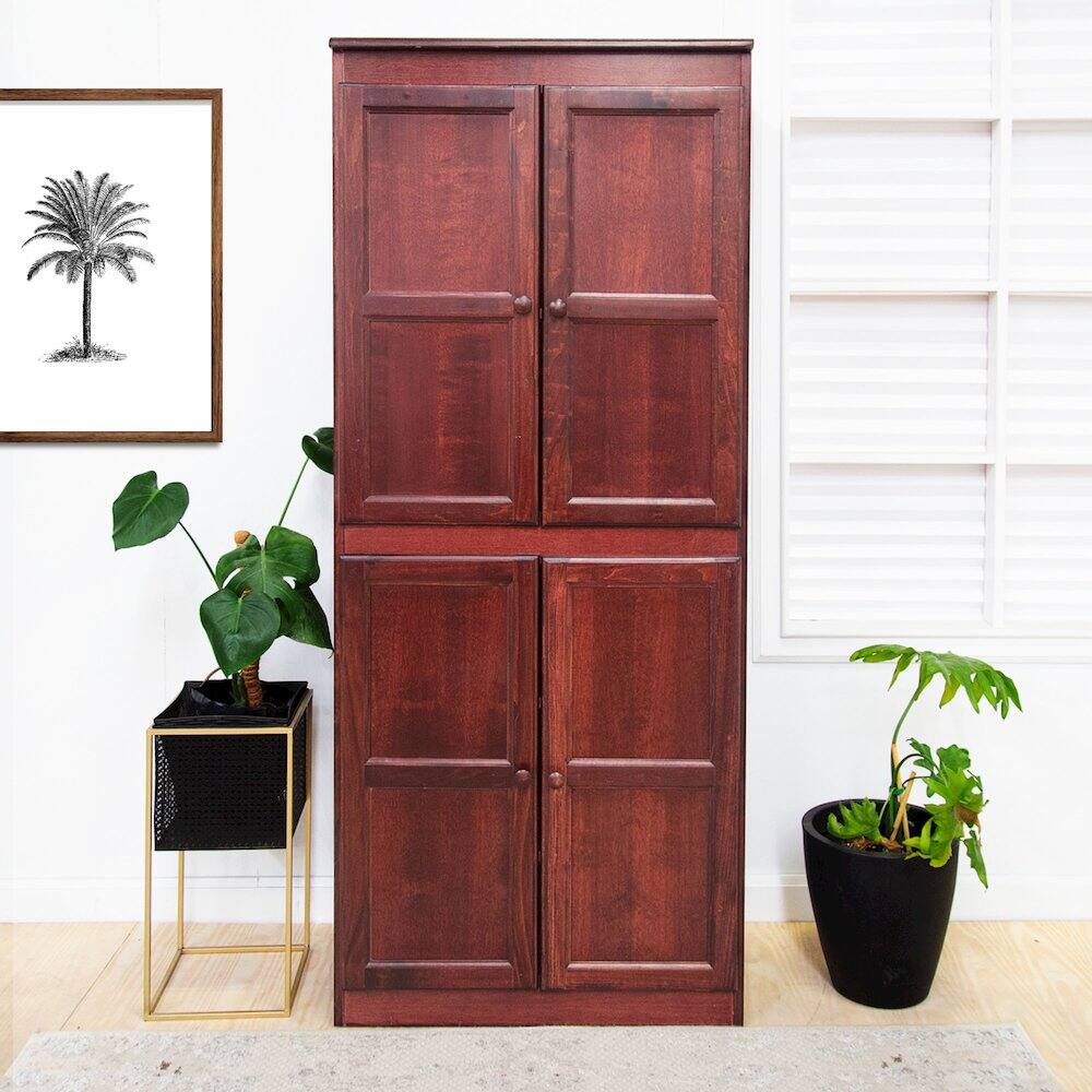 Alt View 5. Concepts in Wood - Multi use Storage Cabinet 5 Shelves Cherry Finish - Red.