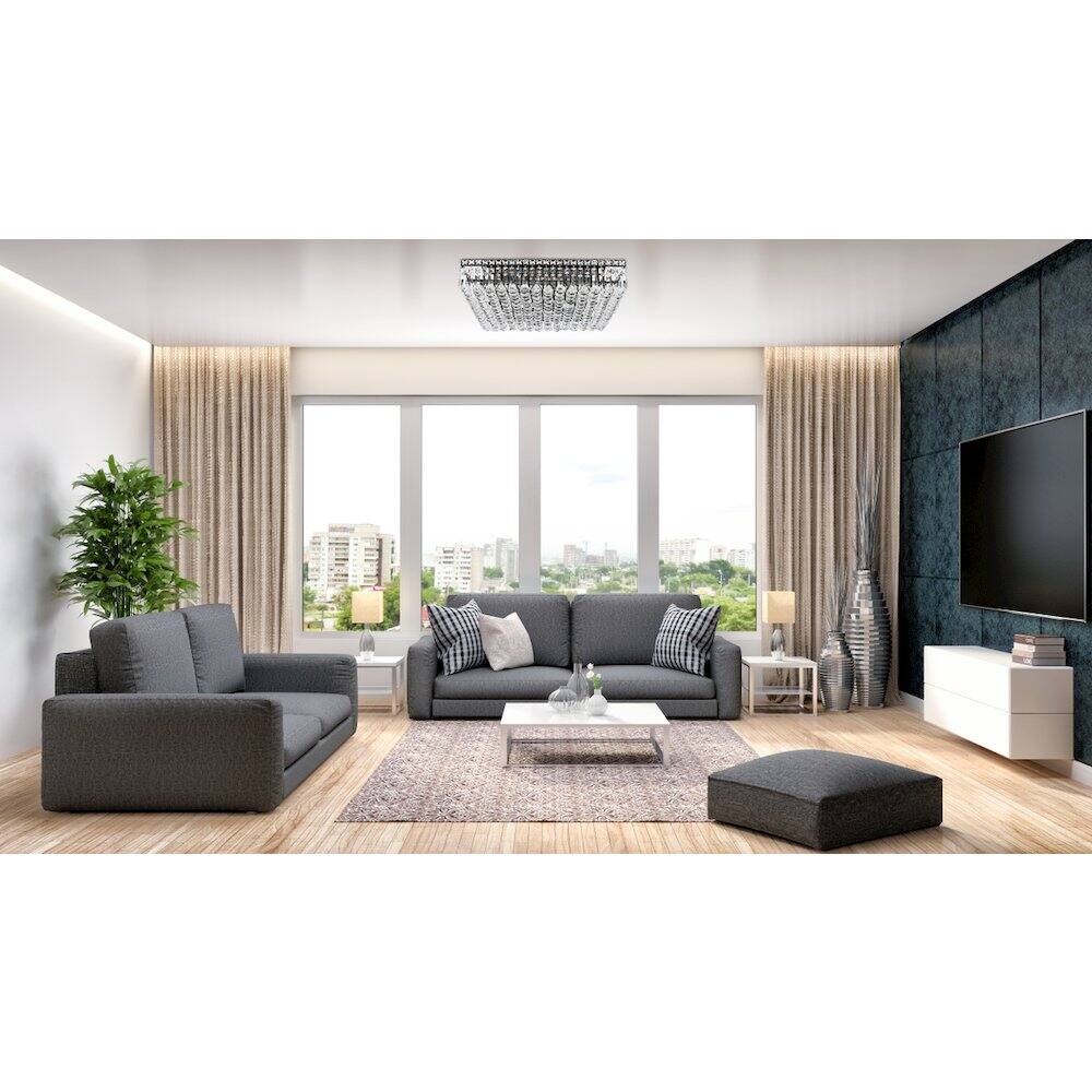 Alt View 4. Elegant Lighting - Maxime 24 Inch Black Flush Mount - Black And Clear.