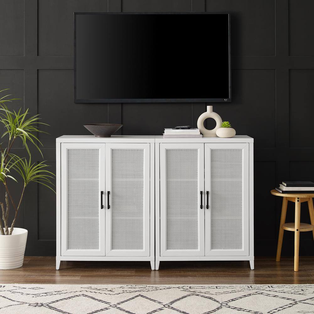 Alt View 10. Crosley Furniture - Milo 2-Piece Media Sideboard Cabinet Set - 2 Storage Pantries - White.