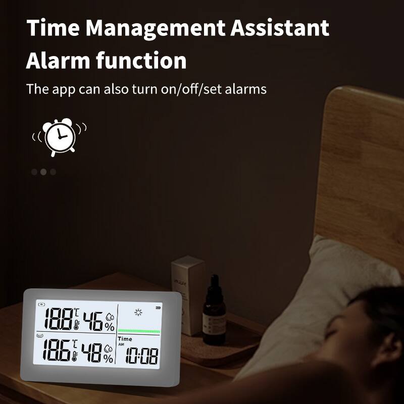 Time Management Assistant  
Alarm function  
The app can also turn on/off/set alarms  

188°F 46%  
186°F 48%  
Time 10:08 AM