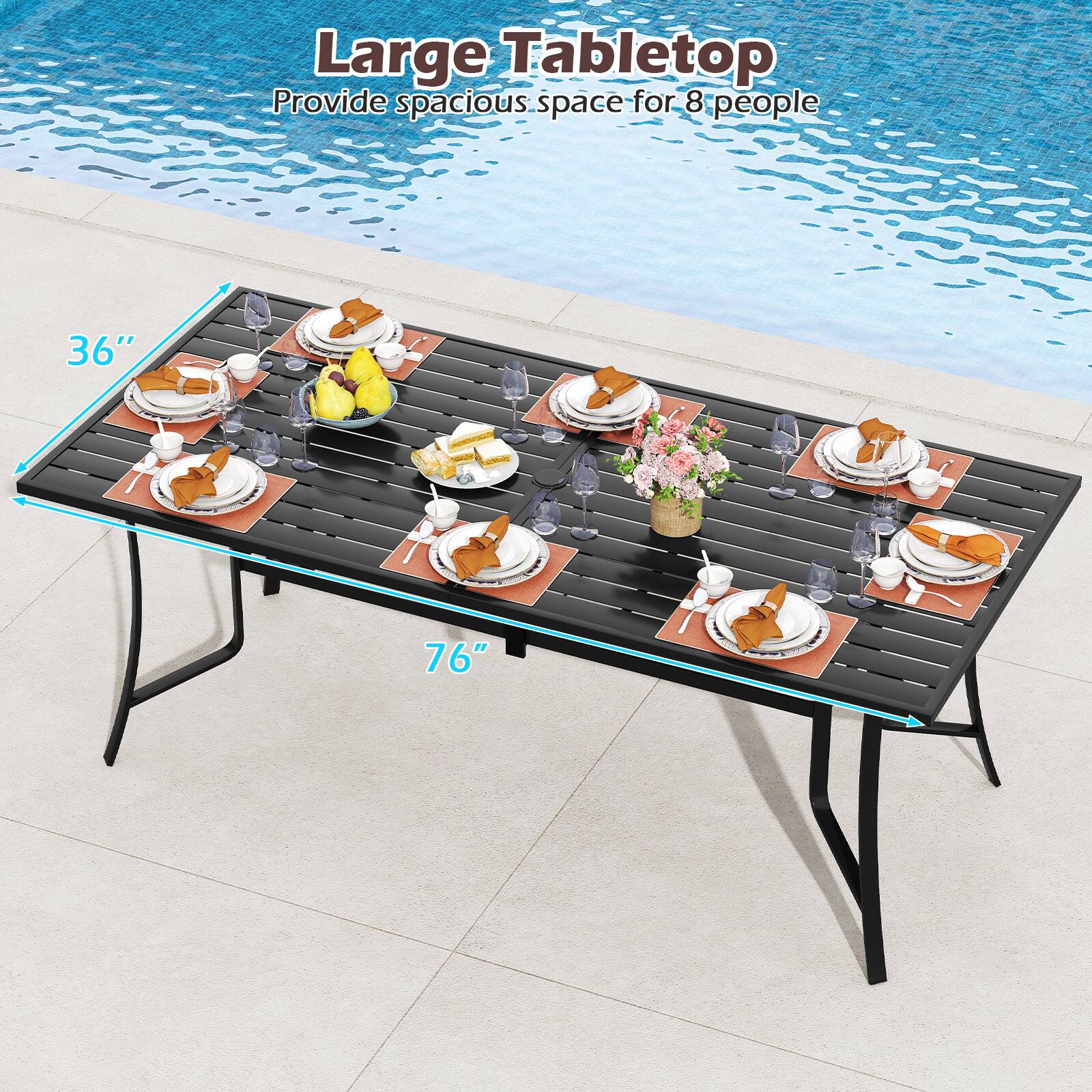 Large Tabletop  
Provide spacious space for 8 people  
36" x 76"