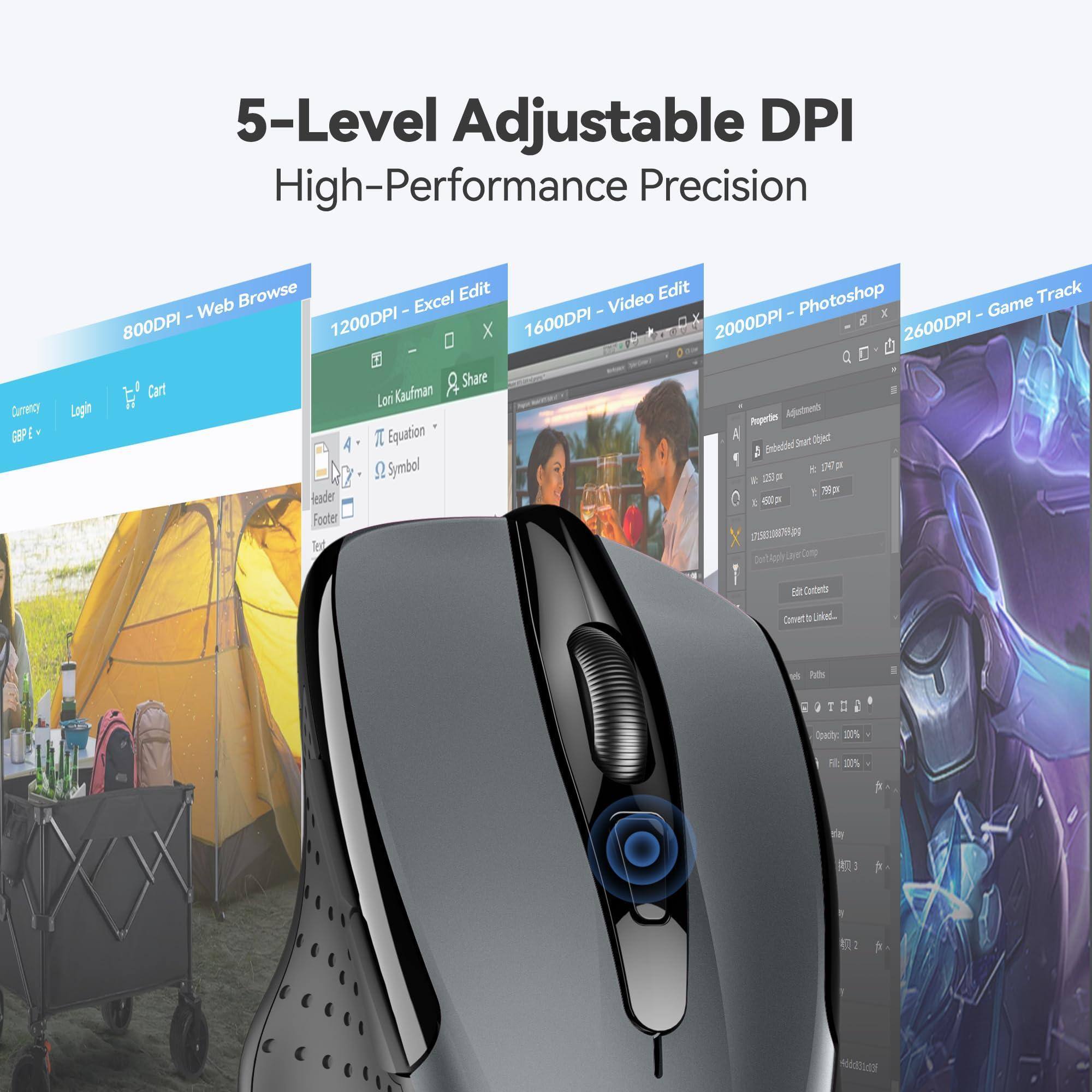 5-Level Adjustable DPI  
High-Performance Precision  

800DPI - Web Browse  
1200DPI - Excel Edit  
1600DPI - Video Edit  
2000DPI - Photoshop  
2600DPI - Game Track  

Currency GBP I USD  
Login Cart  
Lon Kaufman  
Share  
IE Equation  
Symbol  
Header Footer  
Edit  
Share  
Carl Lon Kaufman  
Lagin Ruperdin  
Adotonst X  
Equation  
A  
aed  
4  
Indented  
Sheet  
1 20  
1 9  
Symbol  
E p seader  
Footer  
Le_o_nrb  
5  
Caentos  
Omvet  
nked  
Futs  
D  
Seady  
20%  
E  
200%  
P  
da