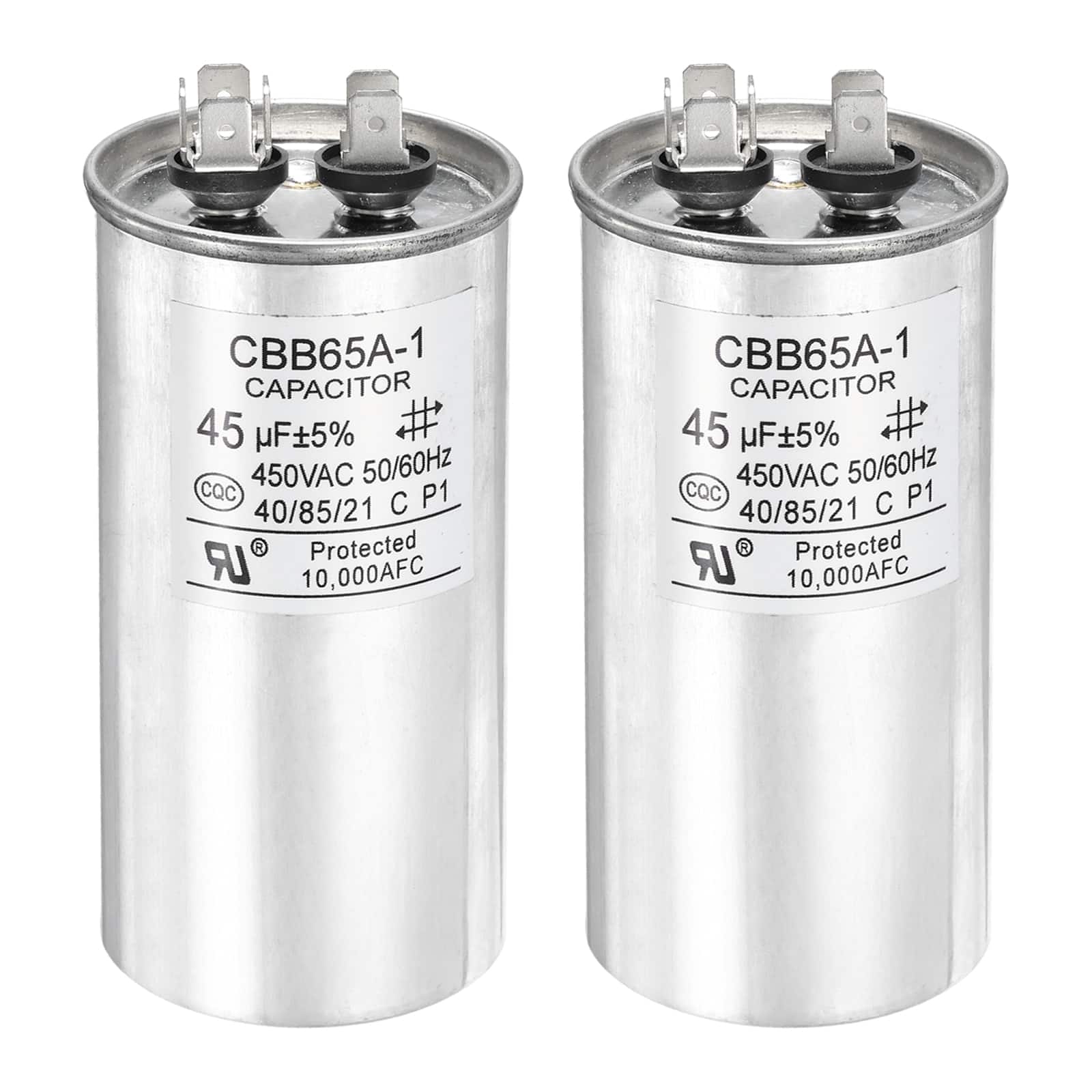 Unique Bargains - 2pcs CBB65 Capacitor 45uF 450V Run Round for AC Motor Start HVAC Compressor Generator Air Condenser - Silver price history on PriceWatchPro