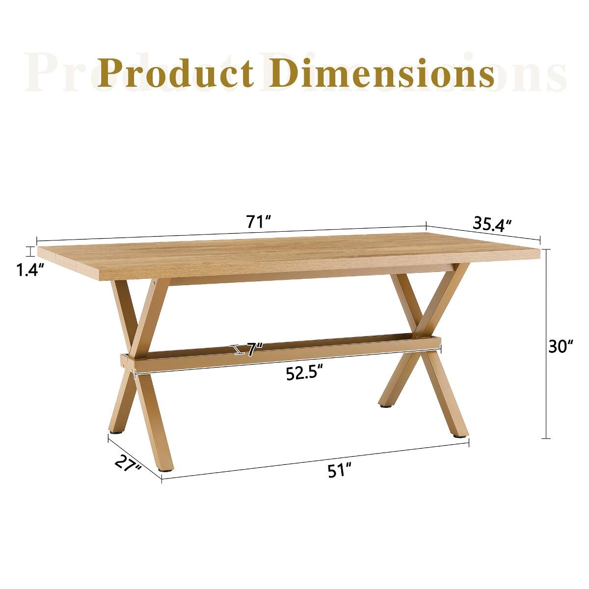 Product Dimensions

71"
35.4"
1.4"
52.5"
30"
27"
51"