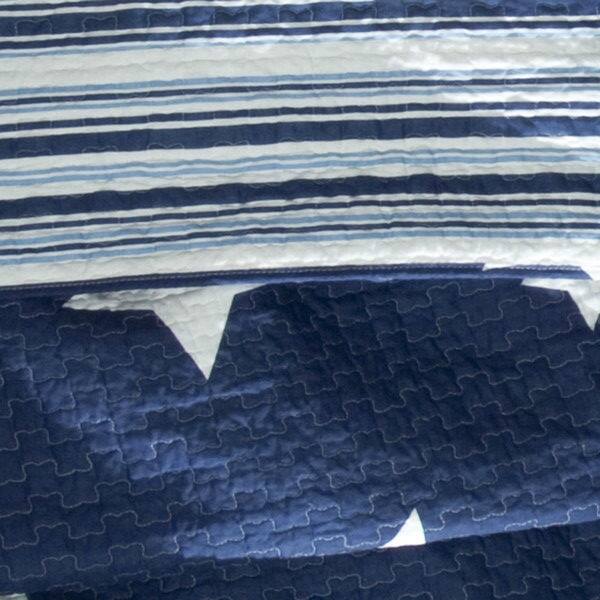Angle. Hivvago - Full / Queen Navy Stars And Stripes At Night Quilt Coverlet Bedspread Set - Navy.