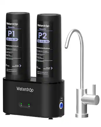 Waterdrop Standfit P1 WD-FDL-P1
Specifications:
- Filter Capacity: 12 months (365 days)
- Maximum Temperature: 104°F (40°C)
- Pressure: 100 psi (6.89 bar)
- Dimensions: 5.91 in x 5.91 in x 10.24 in (15 cm x 15 cm x 26 cm)
- Weight: 1.76 lb (0.8 kg)
Waterdrop Standfit P2 WD-FDL-P2
Specifications:
- Filter Capacity: 12 months (365 days)
- Maximum Temperature: 104°F (40°C)
- Pressure: 100 psi (6.89 bar)
- Dimensions: 5.91 in x 5.91 in x 10.24 in (15 cm x 15 cm x 26 cm)
- Weight: 1.76 lb (0.8 kg)
Unlock/Verrouiller: 1-888-353-3558 (