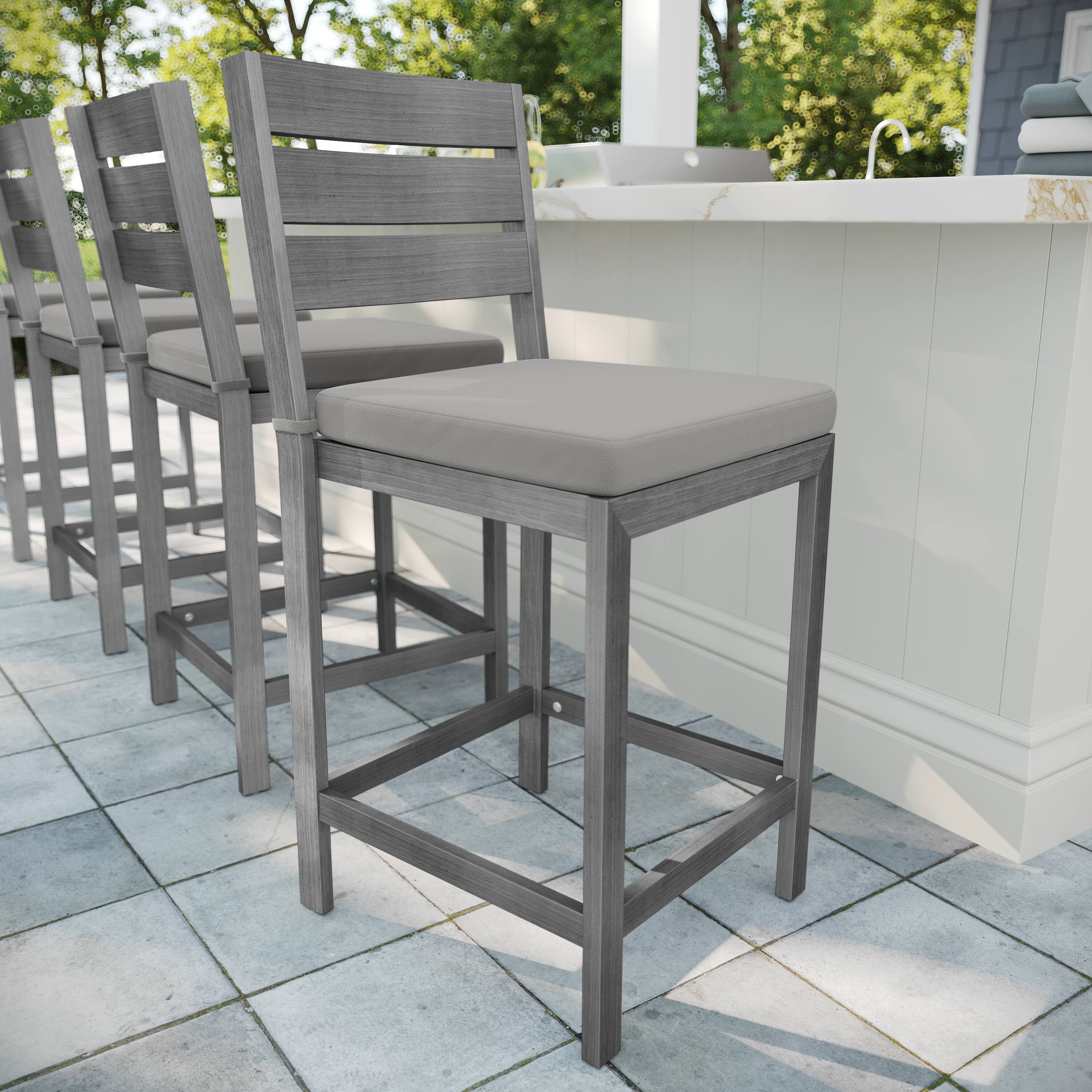 Alt View 1. Martha Stewart - Bedford 2PK All-Weather Patio Bar Stools with Seat Cushions - Gray.