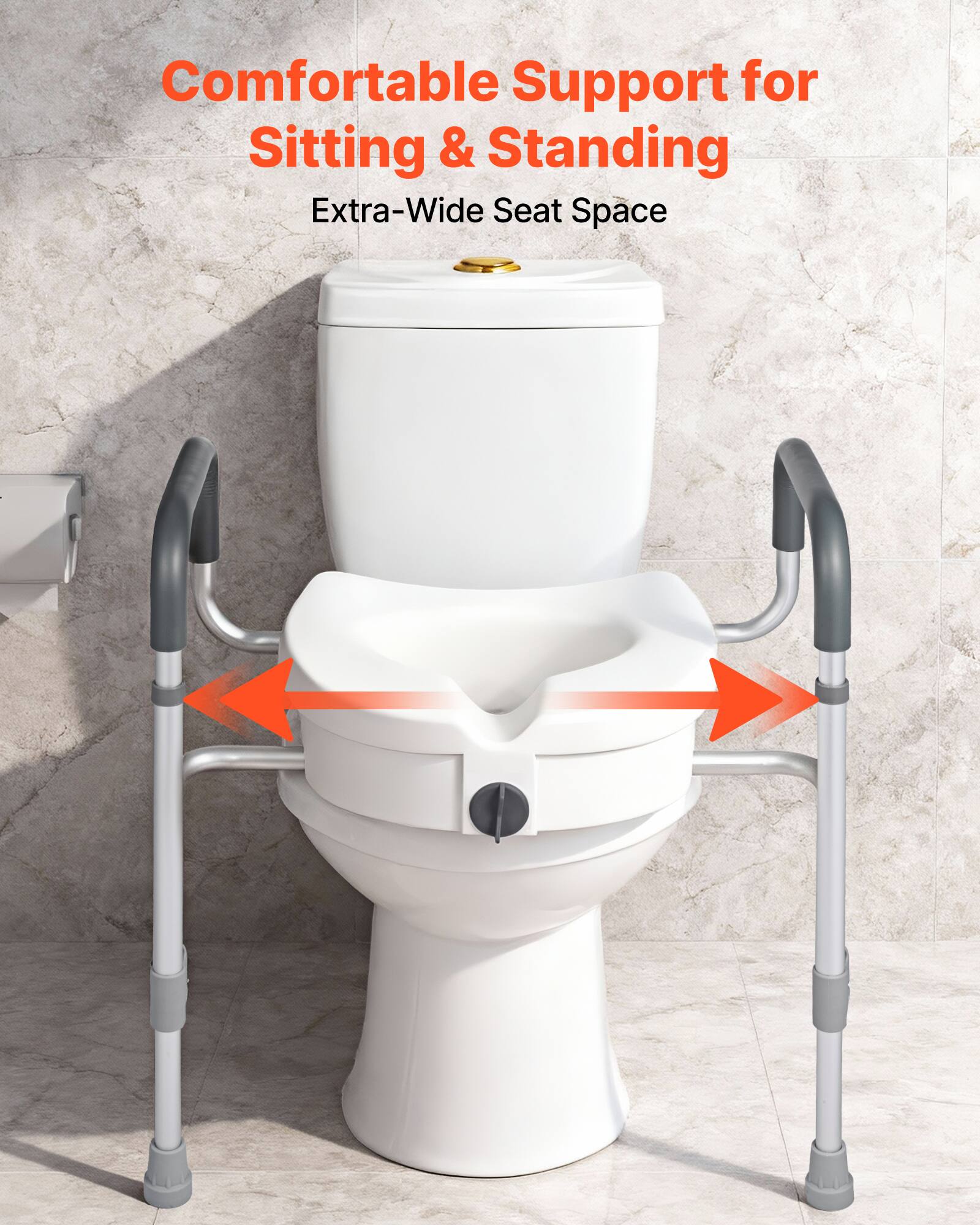 Comfortable Support for Sitting & Standing  
Extra-Wide Seat Space