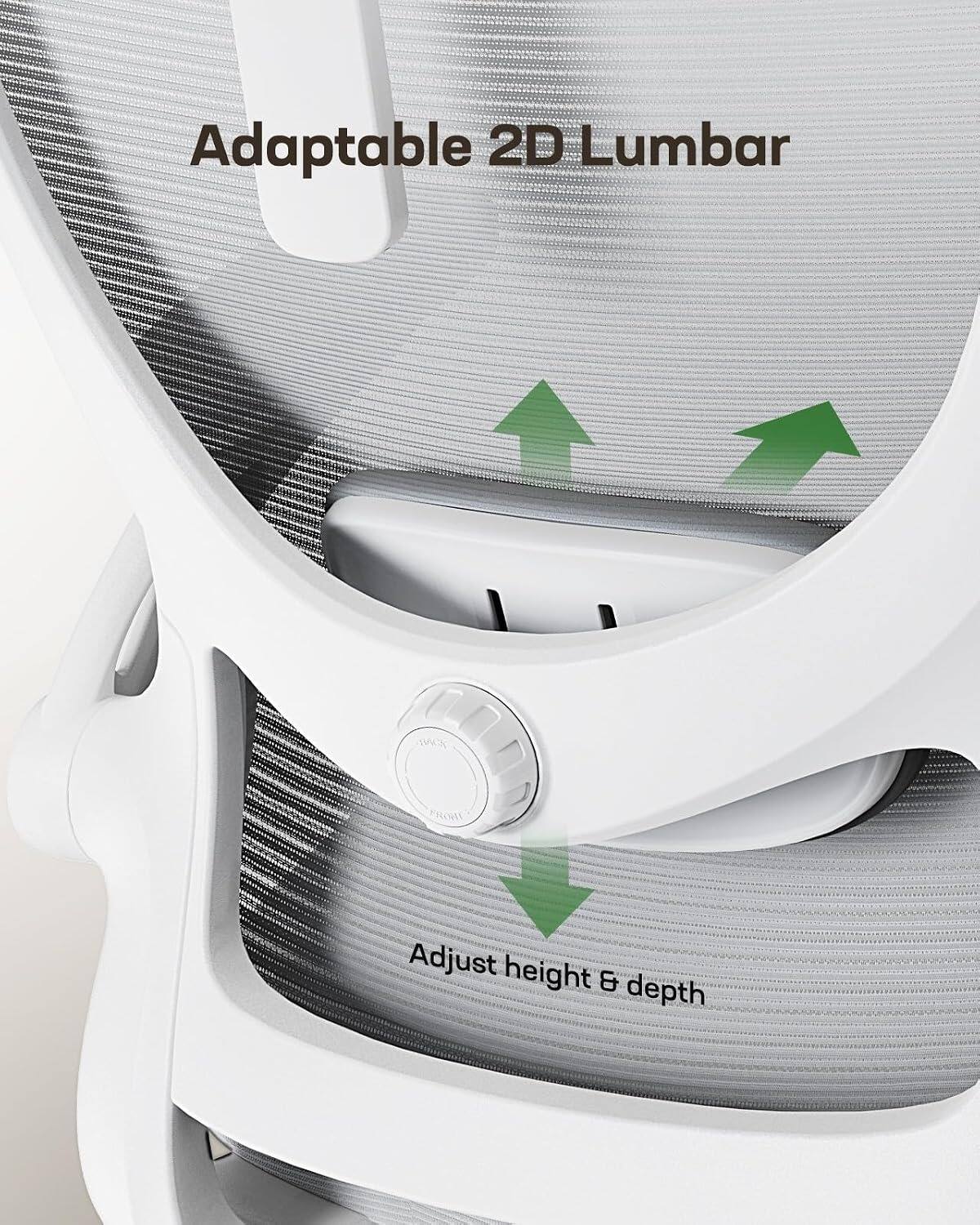 Adaptable 2D Lumbar  
Adjust height & depth