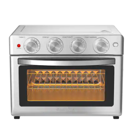 TIMER: 0 10 20 30
POWER: OFF
TEMP: 100-350
FUNCTION: Warm, Broil, Toast, Bake, Air Fry
TOAST DARKNESS: OFF - Light - Medium - Dark
Geek Chef