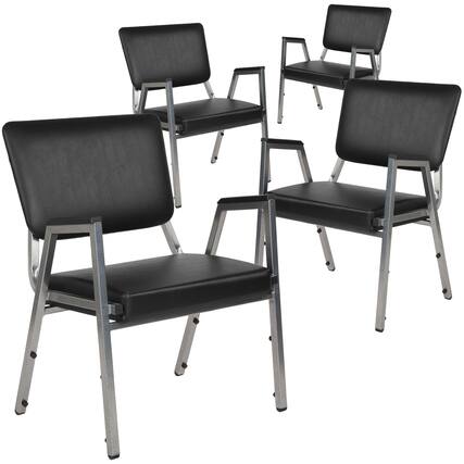 Front. Emma + Oliver - 4 Pack 1000 lb. Rated Antimicrobial Bariatric medical Reception Arm Chair with Panel Back - Black Vinyl.