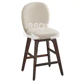 Songmics Home - Bar Stools Set of 2, Swivel Counter Chairs with Back, Solid Wood Legs, Chenille Fabric - Cappuccino