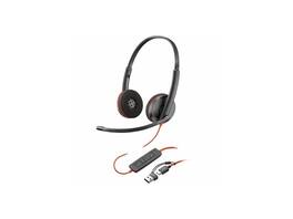 HP - Poly Blackwire 3220 USB-C Stereo Headset w/ Adapter - 32 Ohm, 5.2ft, Omni Mic - Black