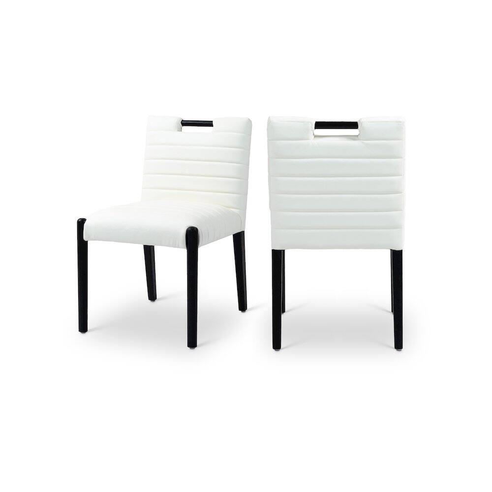 Front. Meridian Furniture - Aimee Cream Vegan Leather Dining Side Chair, Set of 2 - Beige.