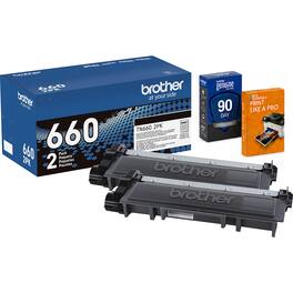 Brother - Genuine TN6602PK High Yield 2Pck Black Toner Cartridge +Print Like a Pro Bundle