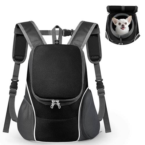 Front. Live At Space - Pet Dog Carrier Backpack With Top And Side Windows Small Front Ventilated Pack Safety Belt For Travel Hiking Outdoor Adv.