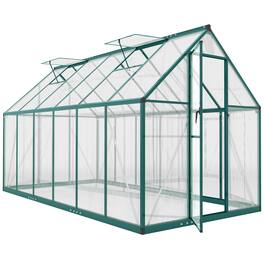 Outsunny - Greenhouse with Swing Door and Two Adjustable Roof Vents, Aluminum Walk-in Greenhouse, 11x6 ft