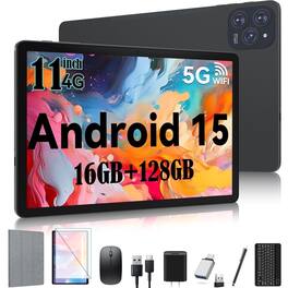 FEONAL - Android 15.0 Tablets,16GB RAM 128GB ROM 1TB Expand Tablets 11 inch, 2.4G/5G Tablet Android, 5G wifi 1280*800IPS Screen - Gray
