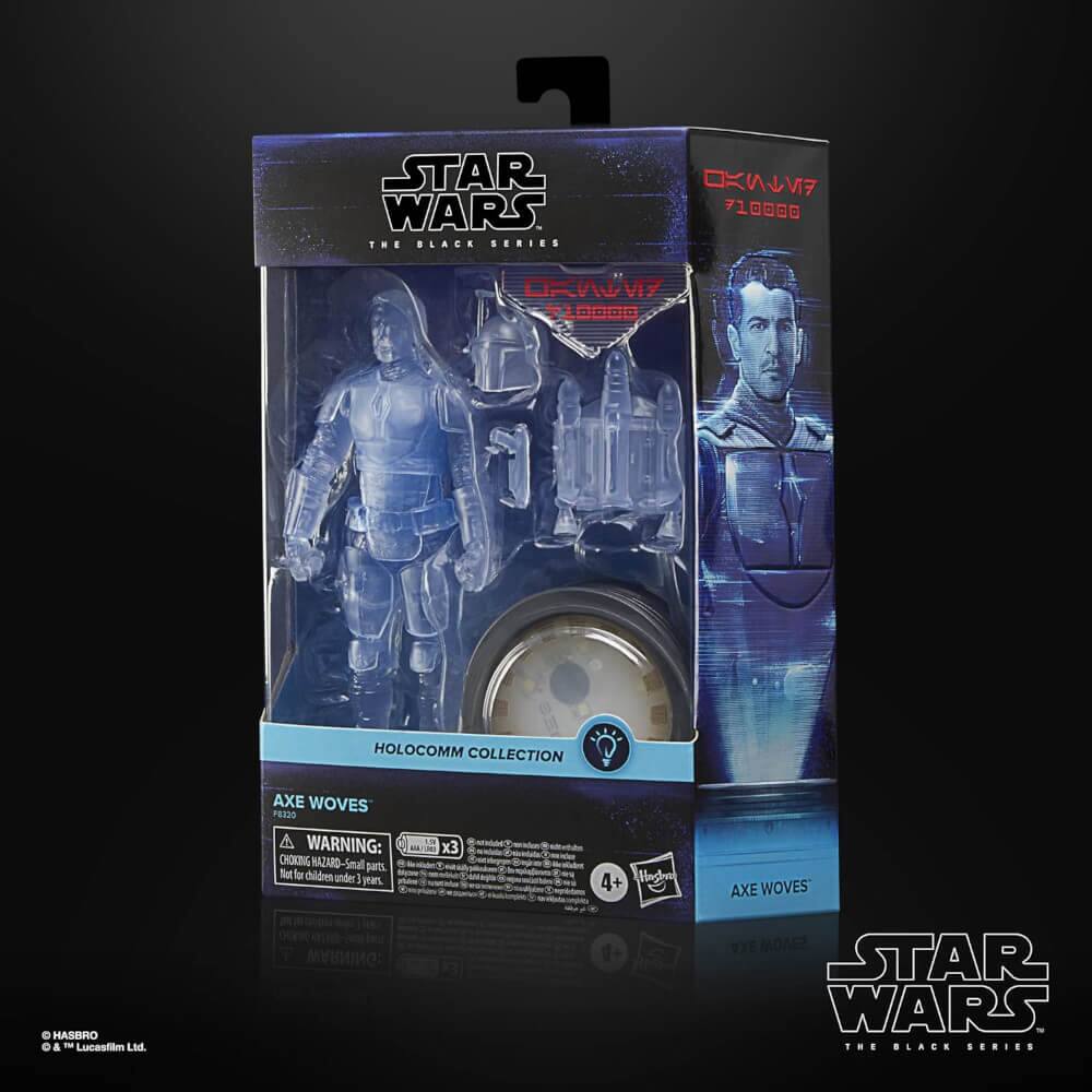STAR WARS THE BLACK SERIES  
710000  
AXE WOVES  
HOLOCOMM COLLECTION  

WARNING: CHOKING HAZARD - Small parts. Not for children under 3 years.  

AXE WOVES  
PR320  

4+  

HASBRO & © Lucasfilm Ltd.  
© 2017 Lucasfilm Ltd.