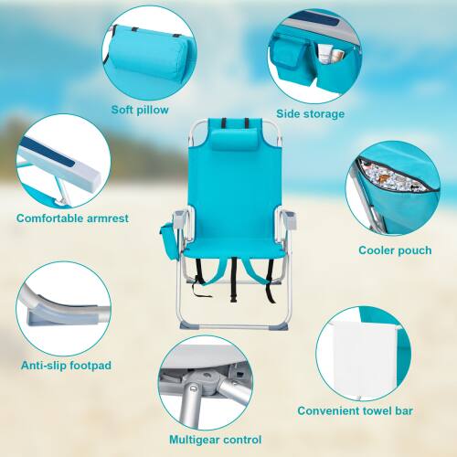 Soft pillow  
Side storage  
Comfortable armrest  
Cooler pouch  
Anti-slip footpad  
Convenient towel bar  
Multigear control