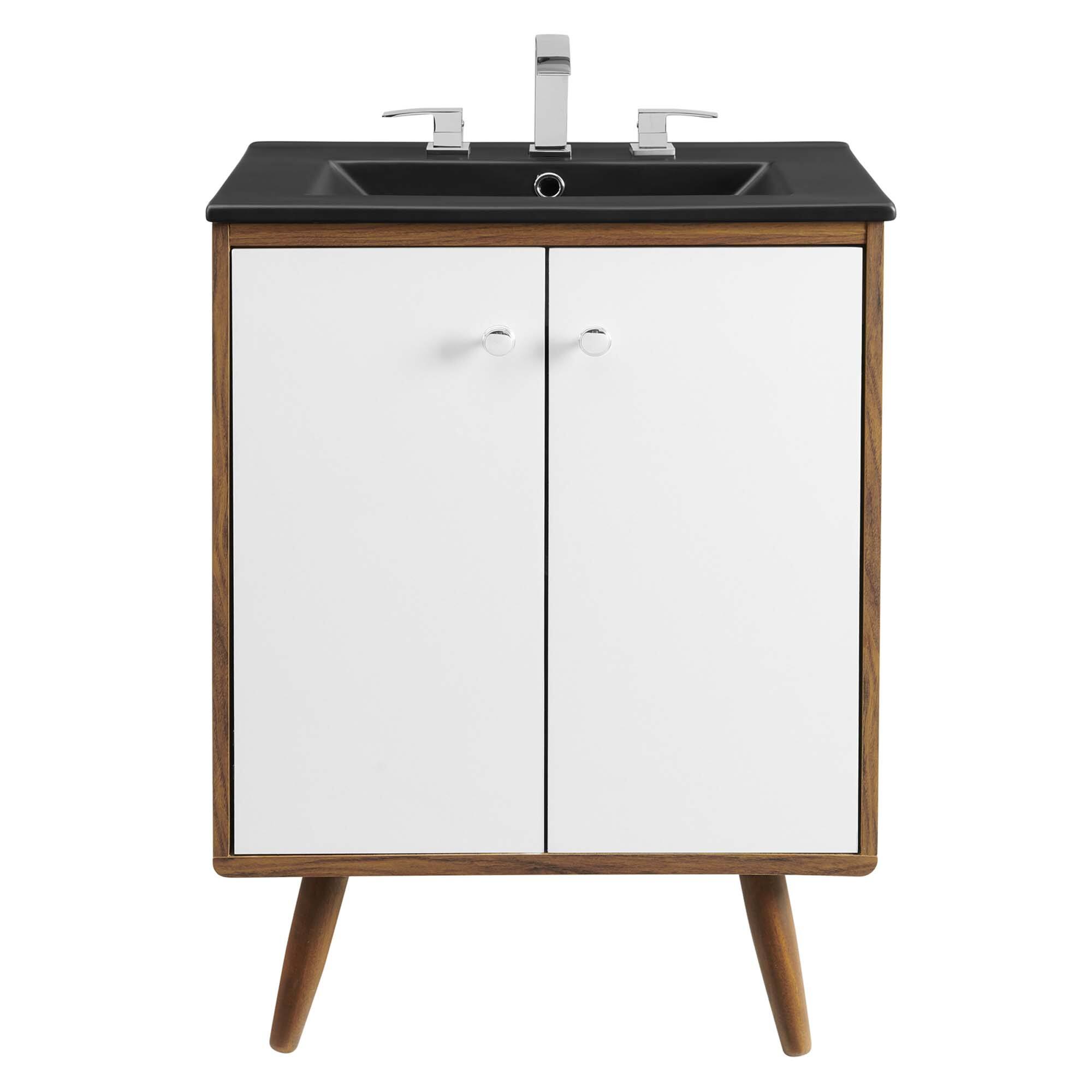 Alt View 4. Modway - Transmit Bathroom Vanity Basin Included - White Black.