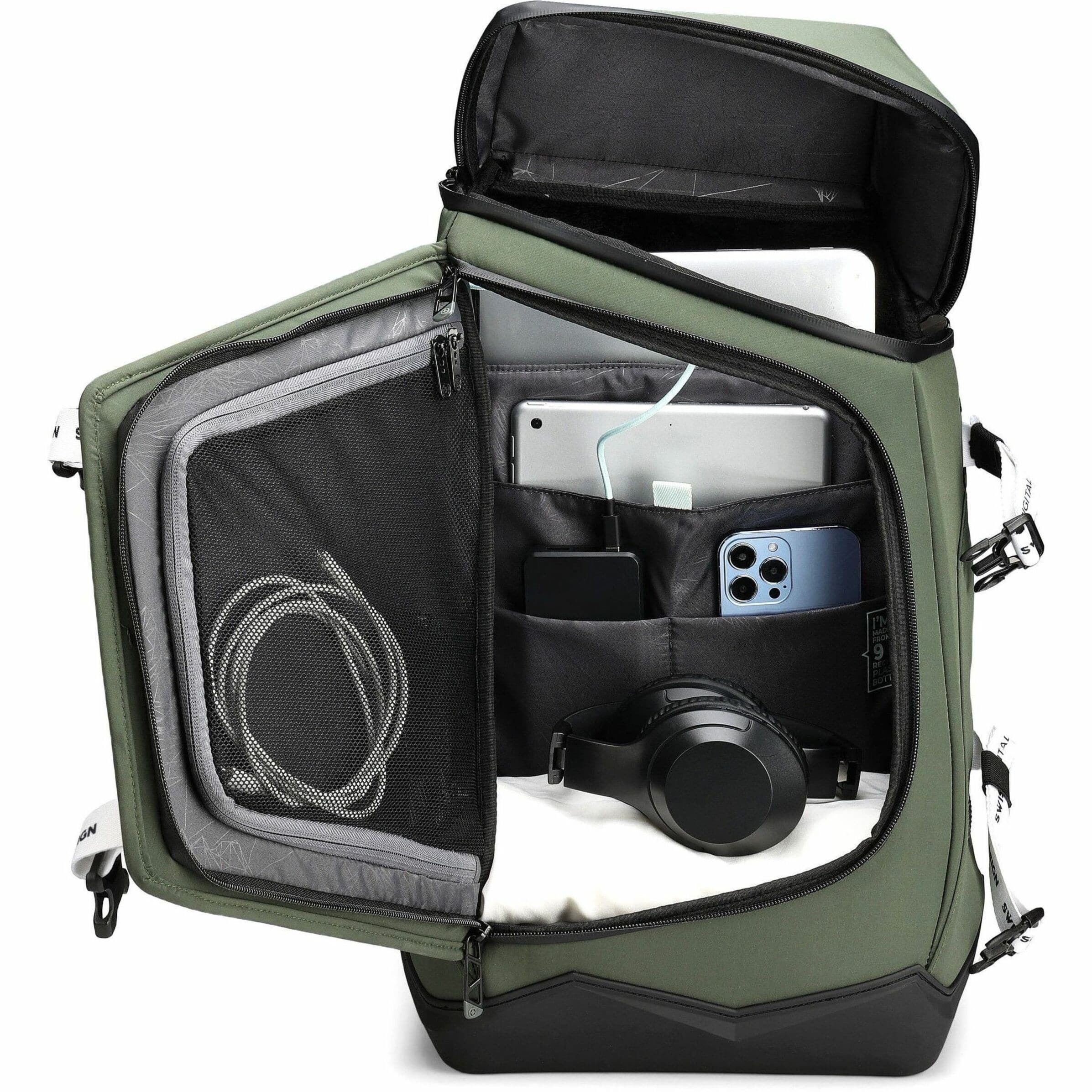 Alt View 18. Swissdigital Design - SEON L+ TSA-Friendly Backpack With USB Charging Port RFID Protection and Fits Up to 16″ Laptop - Dark Green.
