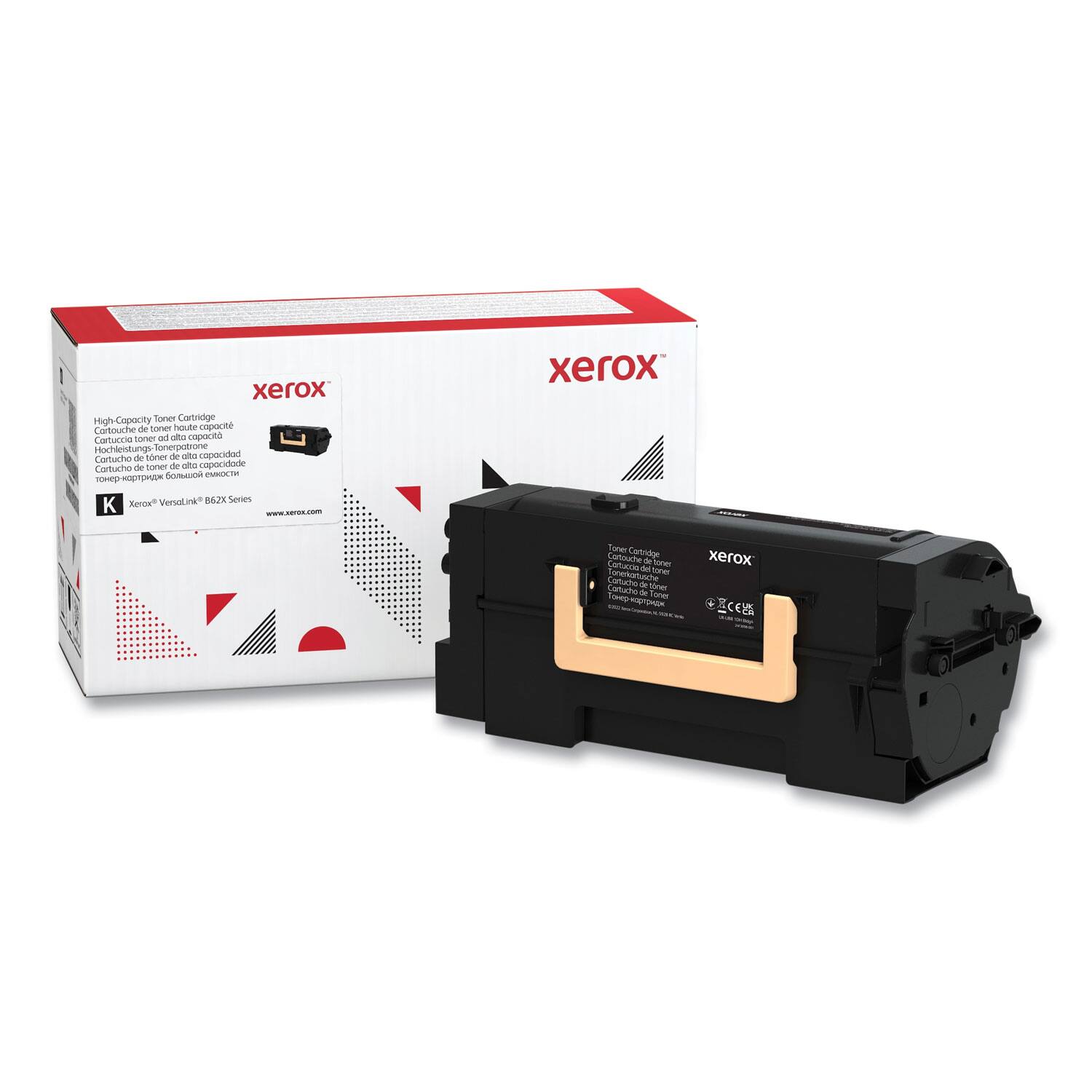 Xerox High-Capacity Toner Cartridge  
Cartouche de toner haute capacité  
Cartuccia di toner ad alta capacità  
Cartucho de toner de alta capacidad  
Cartucho de toner de alta capacidad  

Xerox VersoLink B622 Series  
www.xerox.com  

Xerox  
Cartouche de toner  
Cartucho de toner  
Cartucho de toner  
Cartucho de toner  

PMOT  
sgraim Venuatind 6J Series K  
www.aes.com  

Xerox  
Cartouche - Soe  
Cartacda a sune  
Cartucho fonetarteche  
Carturto d Lonur