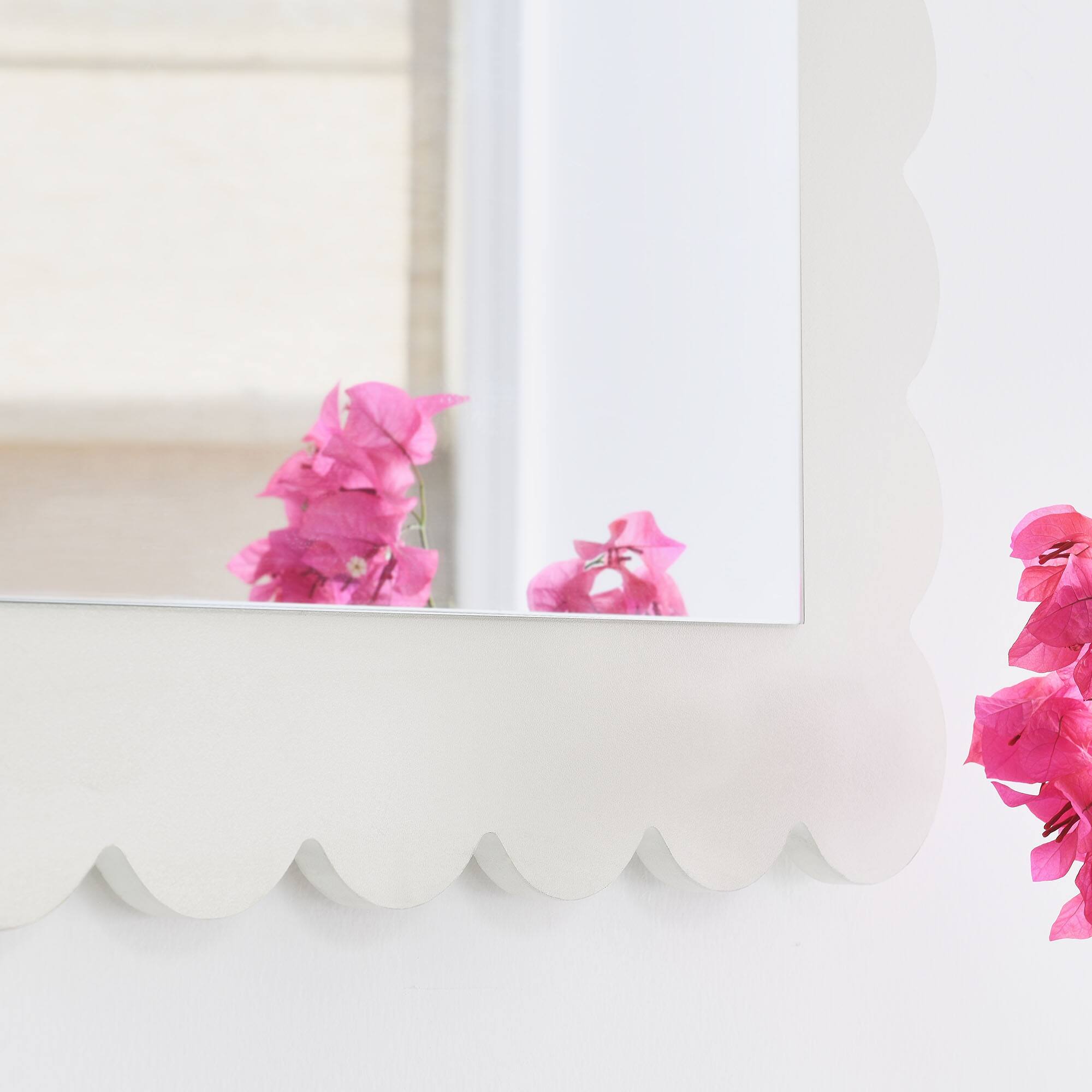 Alt View 2. Modway - Emmeline Scalloped Rectangle Wall Mirror by Modway - White.