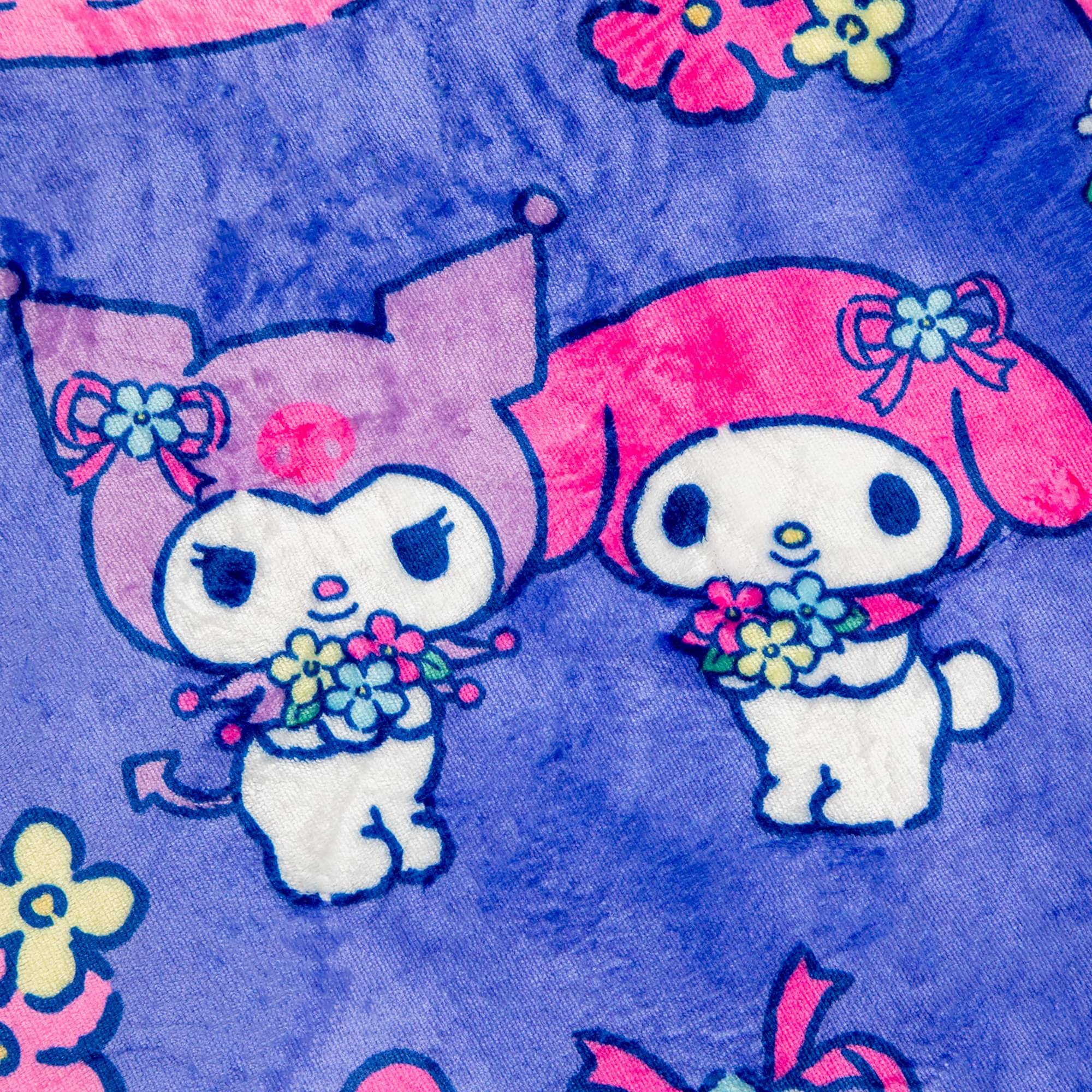 Alt View 1. The Northwest Group - Sanrio My Melody and Kuromi Flower Baskets Sherpa Throw Blanket | 50 x 60 Inches - Blue.