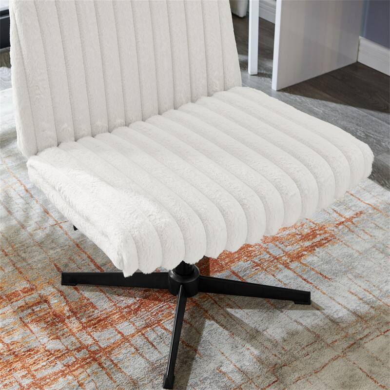 Alt View 5. HTUTWOO - Adjustable Swivel Criss Cross Chair - Wide Seat Office Vanity Chair, 360° Swivel, Height Adjustable, Tilting Function - Cream White.