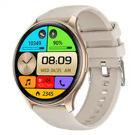 RISOKEYS - HD Smart Watch with 24H Health Monitoring - IP67 Waterproof Fitness Tracker for Men Women,Sleep Tracker & Music Control - Gold - (2023)