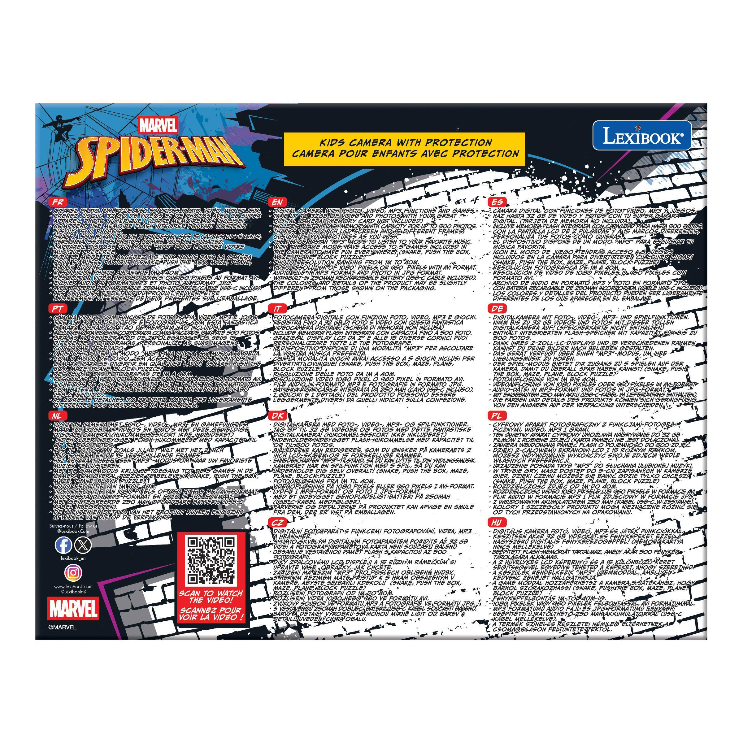 MARVEL KIDS CAMERA WITH PROTECTION LEXIBOOK CAMERA POUR ENFANTS AVEC PROTECTION SPIDER-MAN FR EN DE 68 CON CARD (TARJETA DE MEMORIA INCLUIDA) INTEGRADA

YOU BOX, TUS EL DISPOSITIVO DISPONE DE MÚSICA FAVORITA. ACCESO FROM 1080 JPG FOTOGRAFICA VIDEO DE 1080 INCLUDED). FORMATO AVL DE AUDIO FORMATO FOTO DIFERENTES LOS QUE DE FOTO, VIDEO, KP3 5 GIOCHI. FOTO- BIS (SCHEDA MEMORA CAPACITA FOTO DISPLAY DIVERSE CORNICI PUOI 500 FOTOS. TUE PER ASCOLTARE EL SER BLOCK ACCESSO GIOCHI PER PUSH THE BOX, PLANE, DELLE FOTO VIDEO 1080 PIKEL 960 PIXEL FORMATO MP3 FOTOGRAFIB FORMATO JPG. DA USEC DEL PRODOTTO POSSONO ESSERE BOX, BLOCK PUZZLEY ODER UND FOTOS DETALS 250 HET MET KENNEN DK 09 VIDEOER