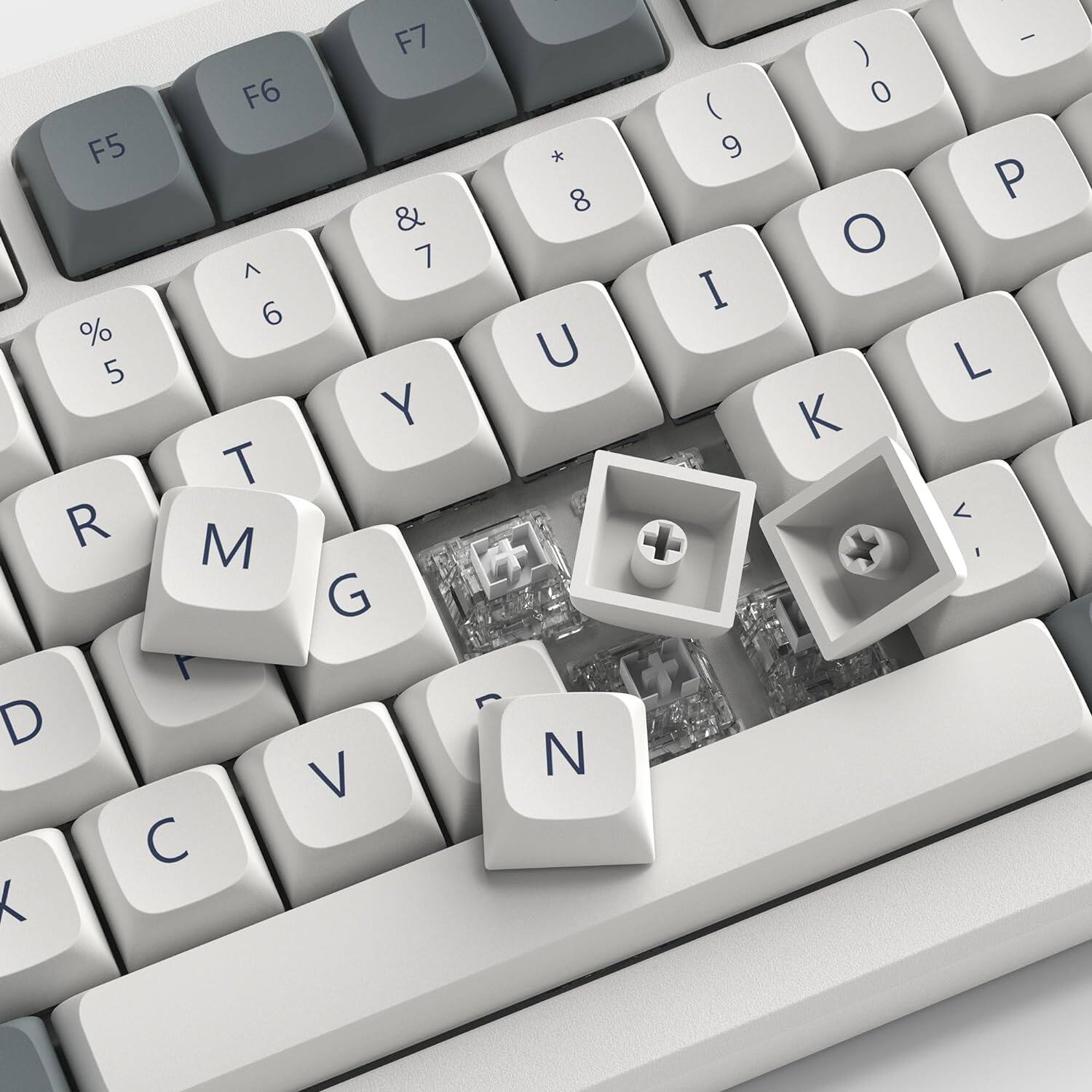 Left. Womier - PBT Keycaps,XDA Profile Dye-Sublimation Keycaps Set Custom Key caps for Cherry Gateron MX Switch Mechanical Keyboard - Grey-133 Keys.