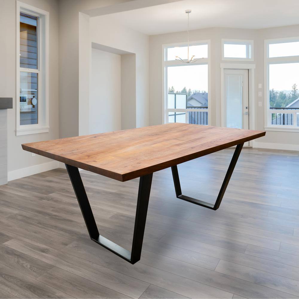 Angle. AmeriHome - AmeriHome Acacia Wood 63 inch Dining Table - Brown/Black.