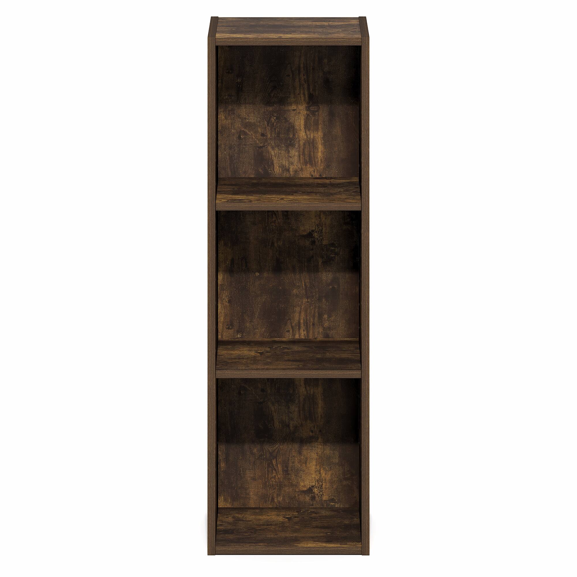 Alt View 5. Furinno - FULDA Book Shelf, Narrow Bookshelf, Bookcase with 10-In Width Storage Shelf, for Living Room, Bedroom, Home Office - Amber Pine.