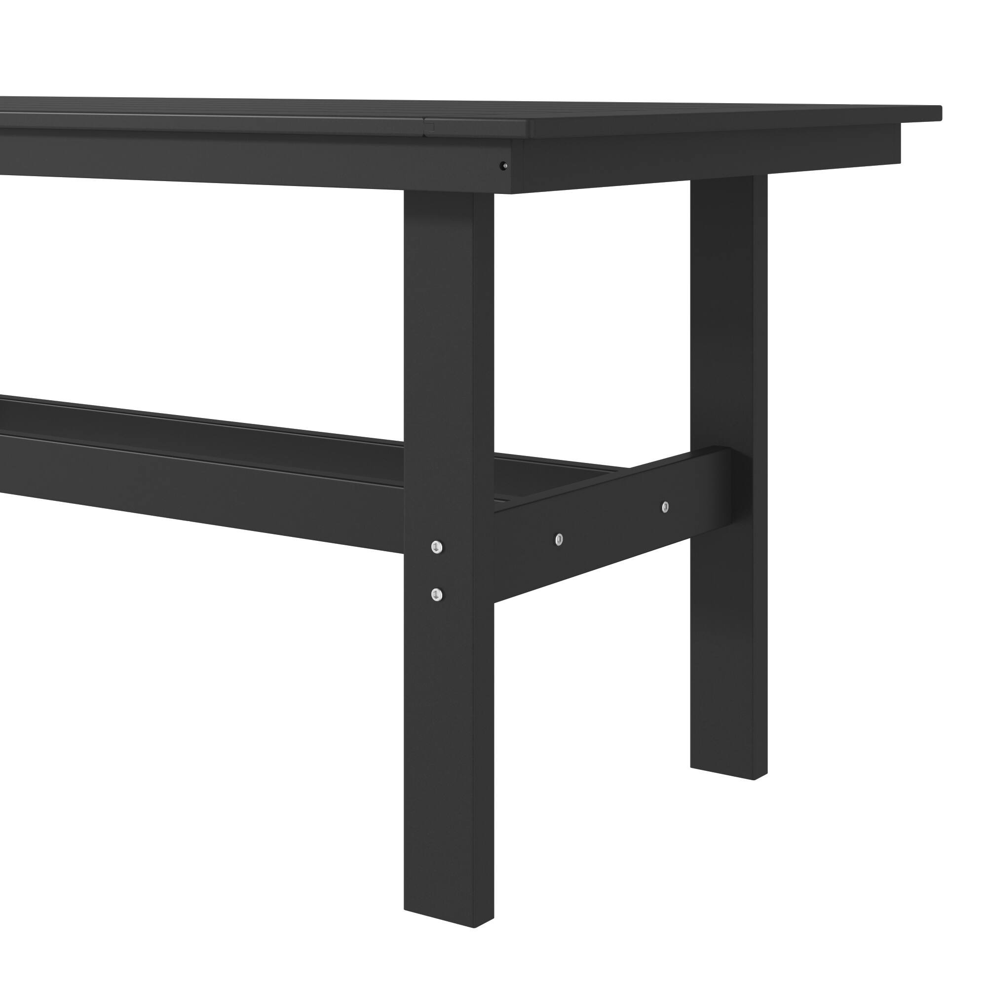 Alt View 7. Famapy - HDPE Outdoor Dining Table with Umbrella Hole & Cap-Solid Panel Patio Table for 8 People Weatherproof & Low Maintenance - Black.