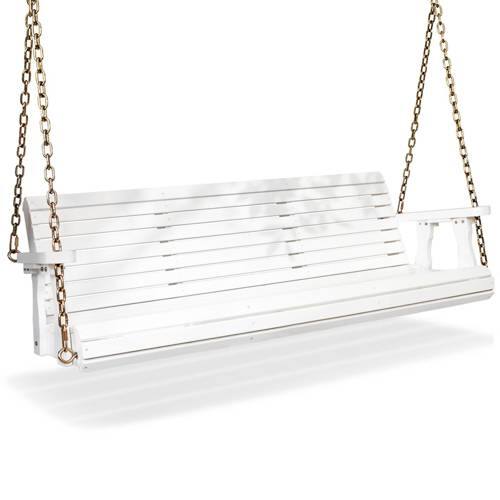 Alt View 1. Winado - 5 FT Patio Wooden Porch Swing, Heavy Duty 880 LBS Swing Chair Bench, with Hanging Chains for Outdoor Courtyard Garden - White.