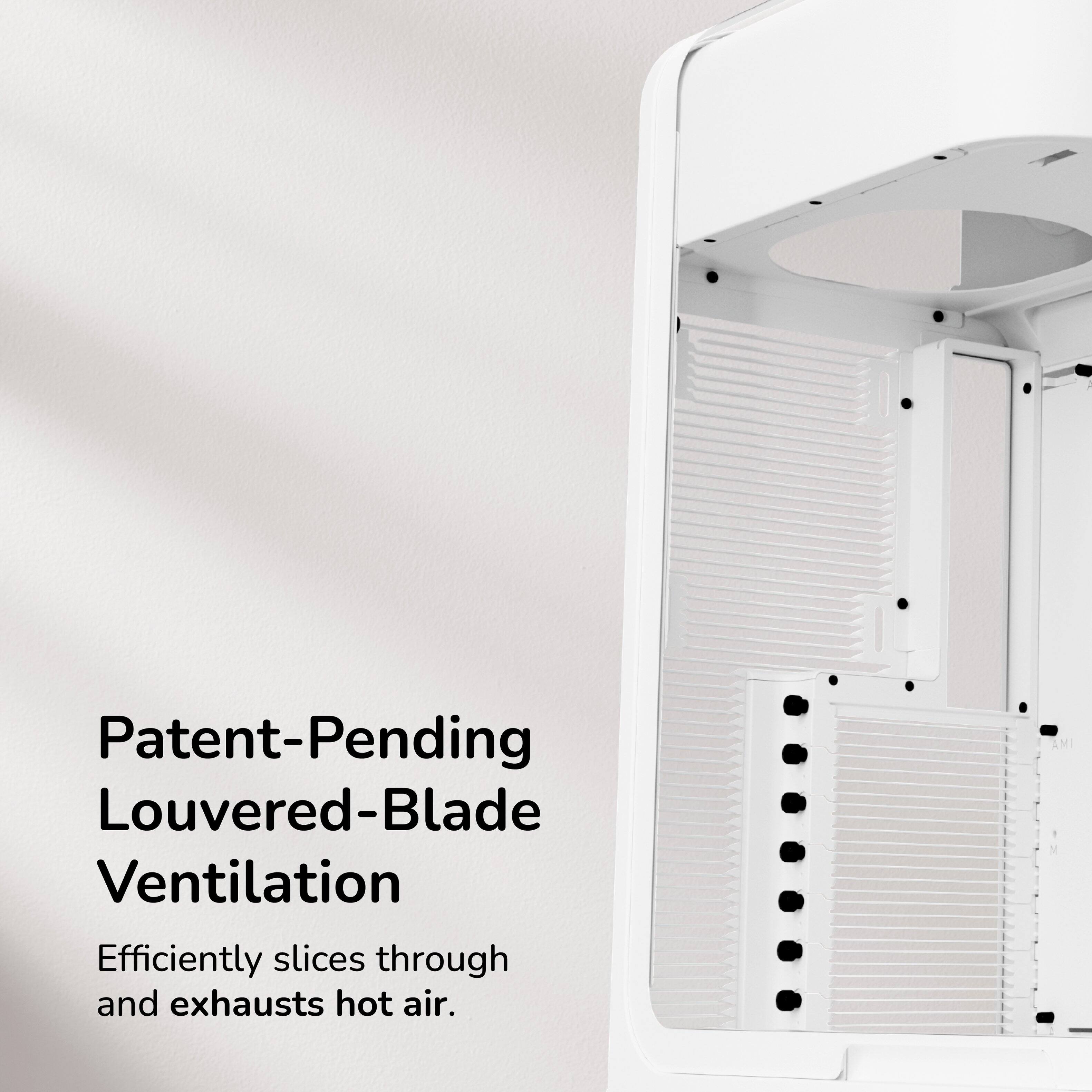 Patent-Pending Louvered-Blade Ventilation  
Efficiently slices through and exhausts hot air.