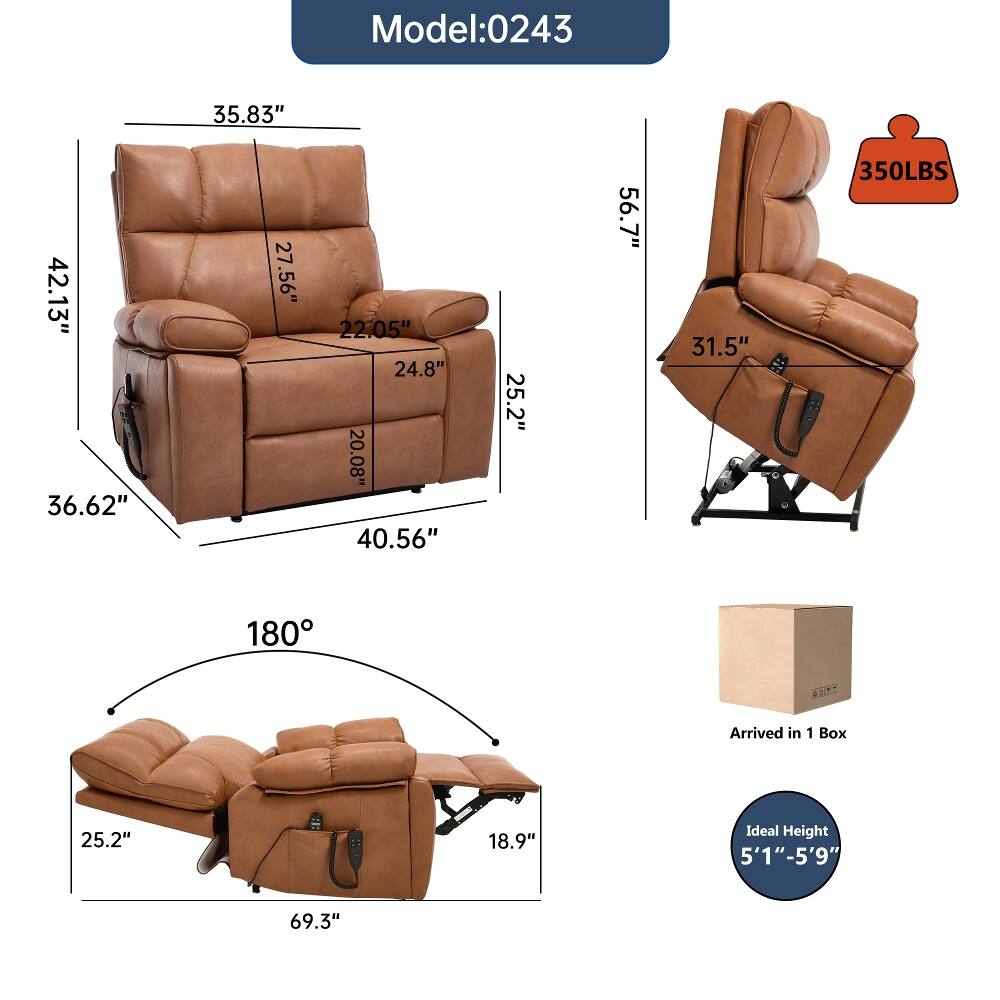 Model: 0243

42.13" 36.62"
35.83" 27.56" 27
22.05" 24.8" 20.08" 40.56"
25.2"
56.7"
31.5"
350LBS
180

Arrived in 1 Box
25.2"
18.9"
Ideal Height 5'1"-5'9"
69.3"