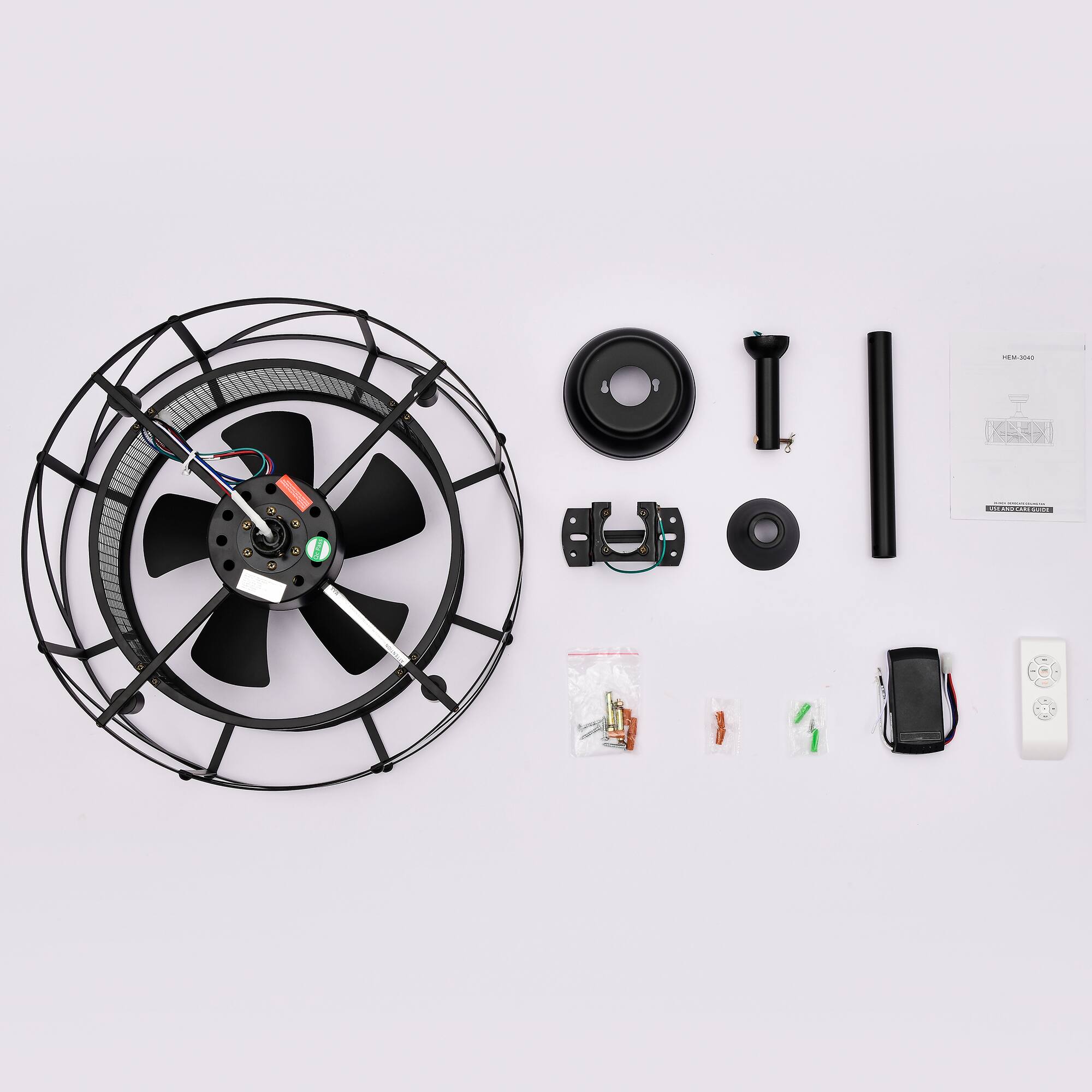 Alt View 9. Loheer - Loheer 20 Inch Industrial Ceiling Fan Matte Black Small Ceiling Fan with Remote Control for Bedroom.